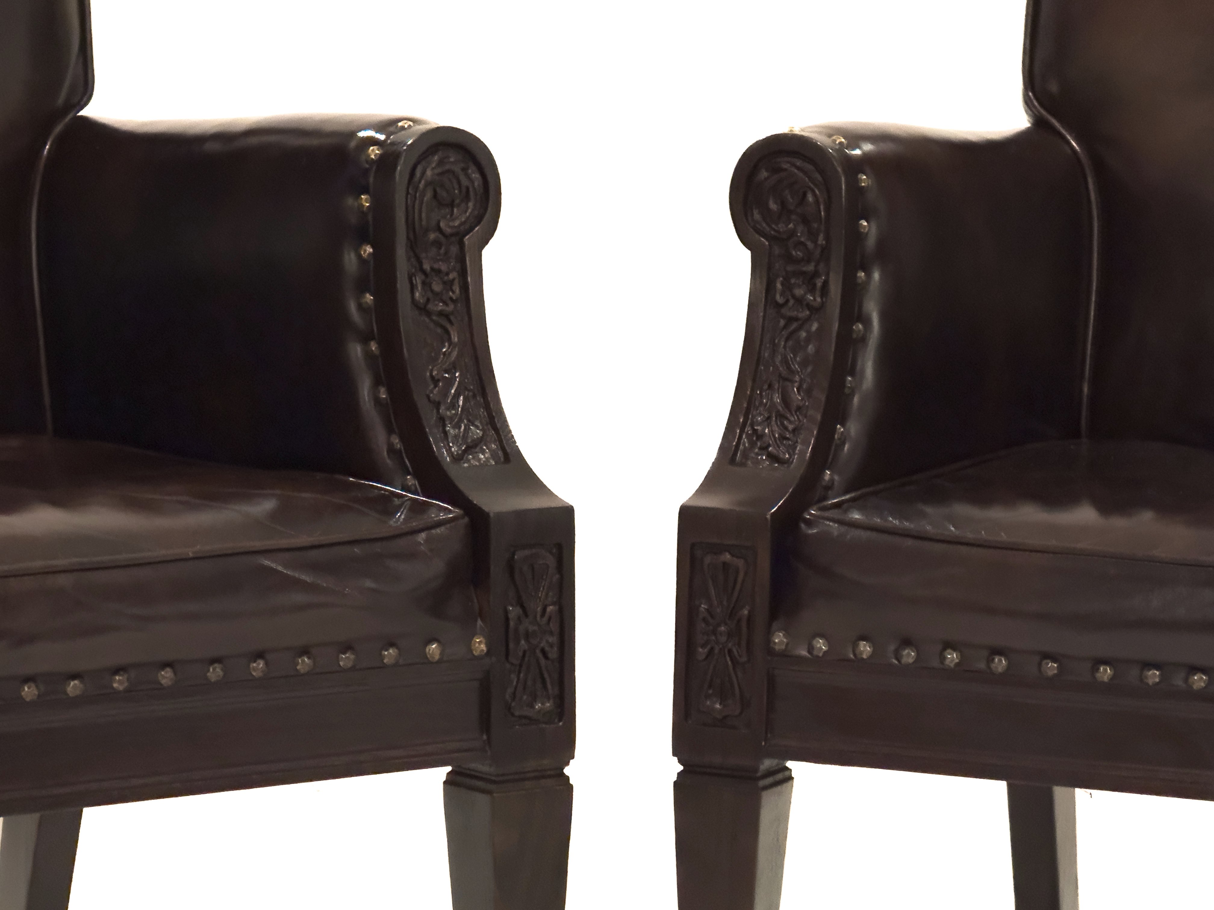 Hand carved arm detail and nailheads