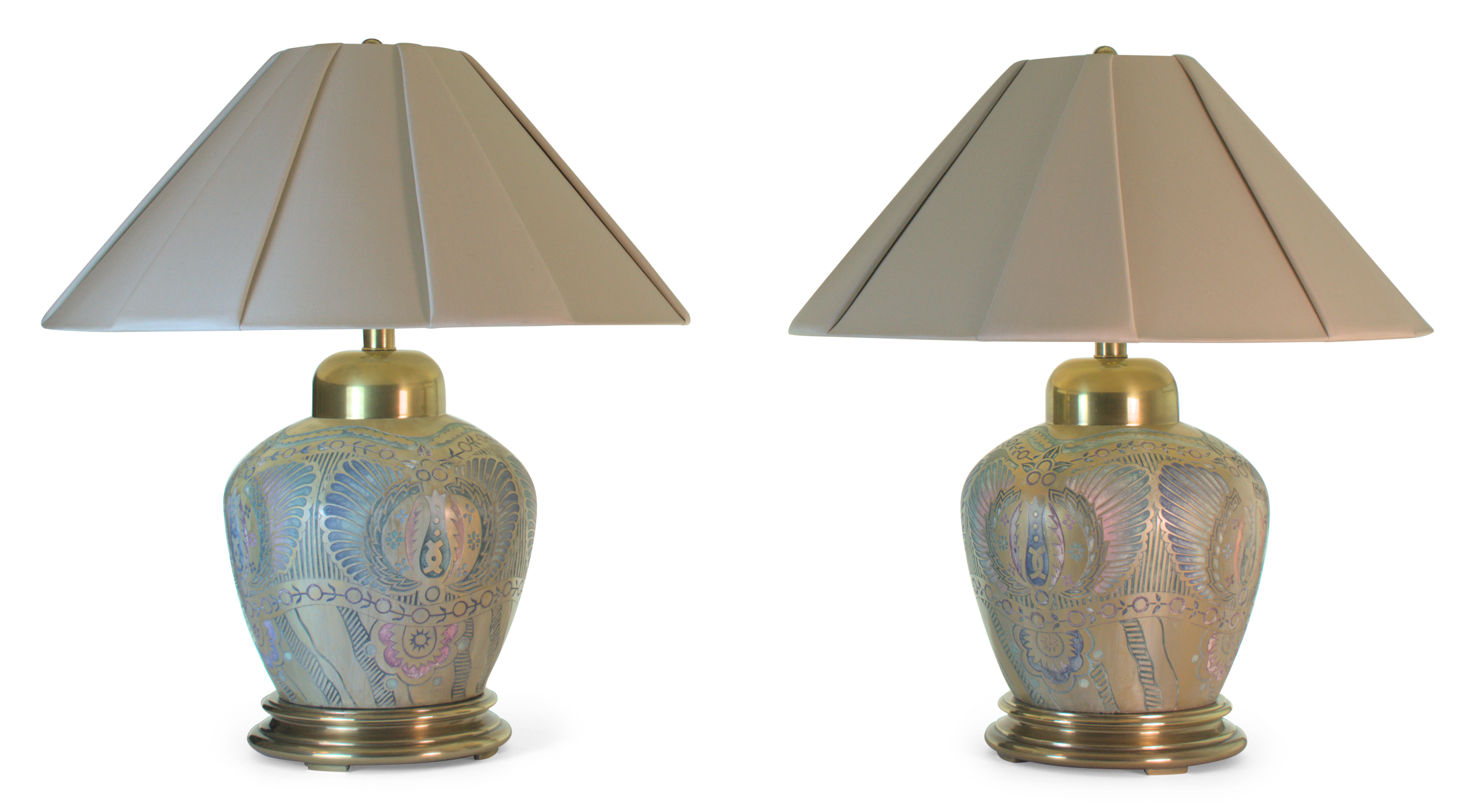 Pair, Ceramic Lamps, Hand-Applied Finish by Frederick Cooper