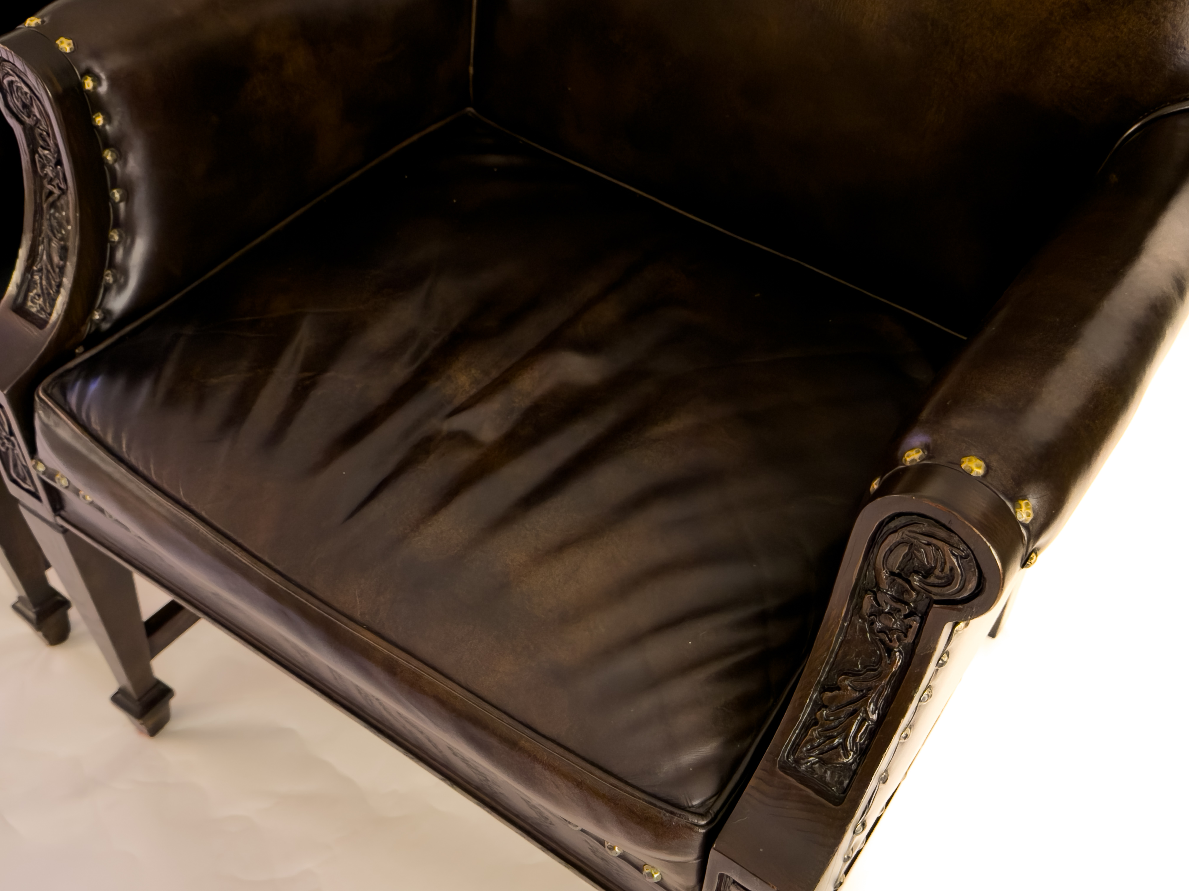 Seat and leather grain close up, chair two