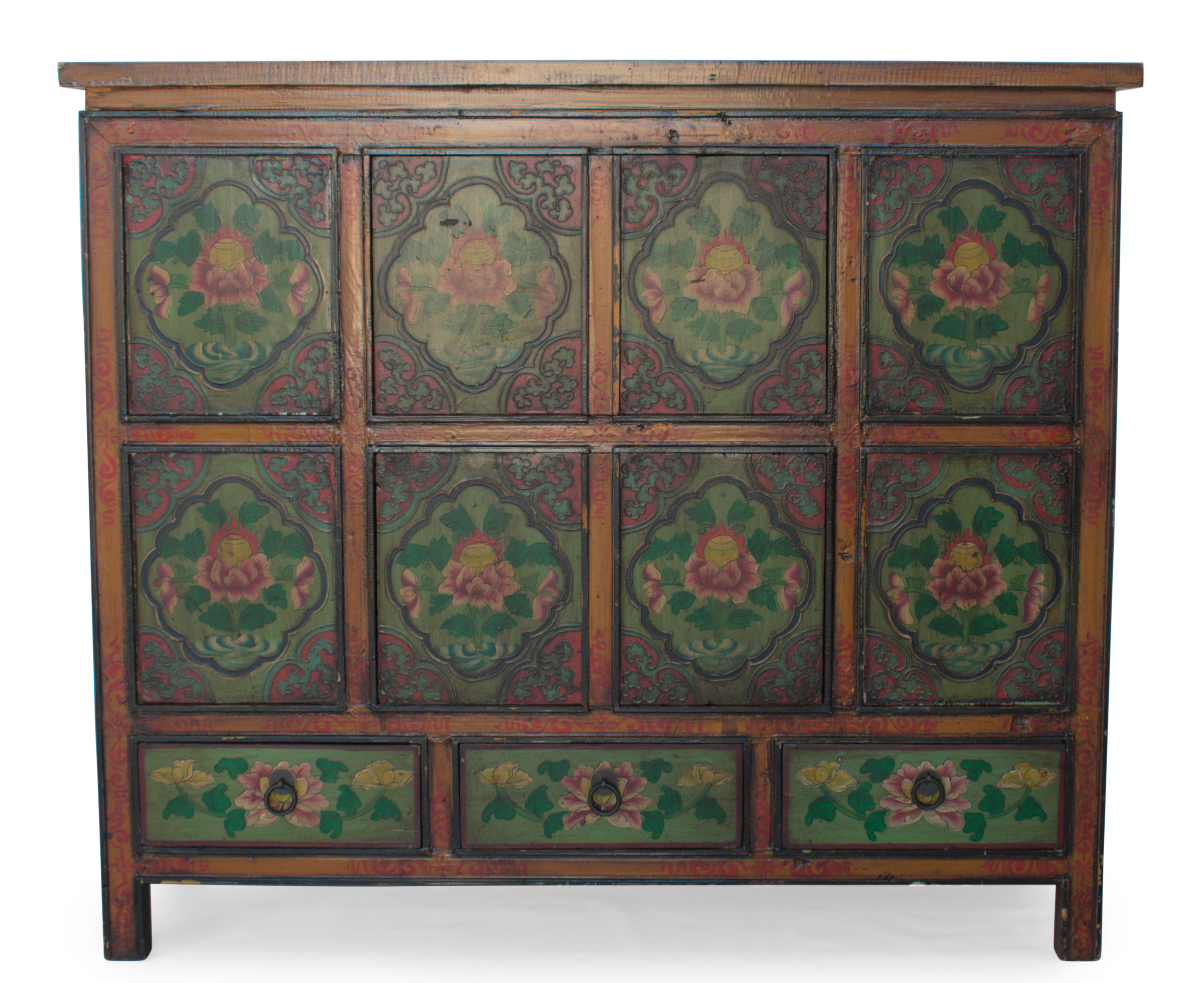 Cabinet, Hand-Painted Floral Motifs, Tibet